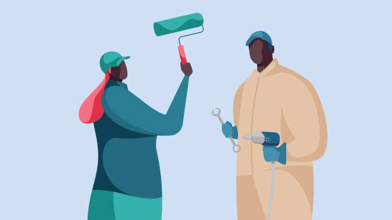 illustratie van mensen met tools