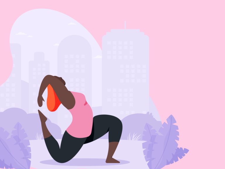 a female employee is doing stretches for better employee well-being