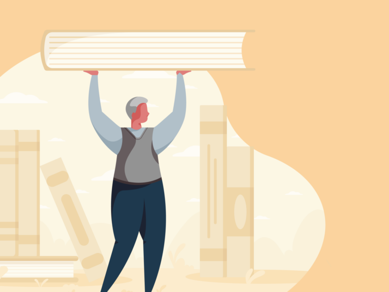 a man carrying a book, representing mental health awareness and education