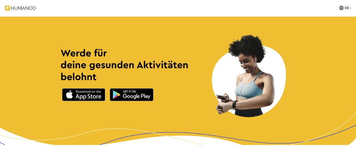 Startseite von Humanoo mit der Einladung, gesunde Aktivitäten belohnen zu lassen