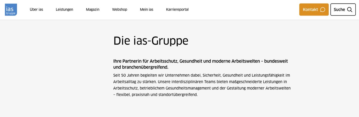 Startseite der ias-Gruppe für Arbeitsschutz, Gesundheit und moderne Arbeitswelten