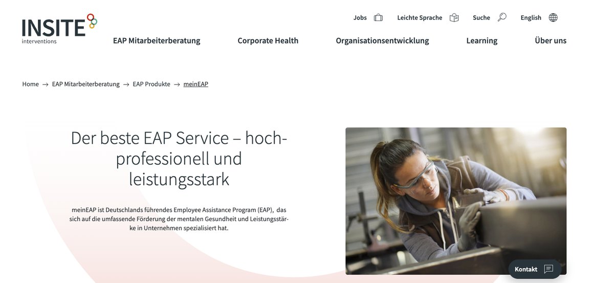 Startseite von INSITE-Interventions mit dem Angebot meinEAP
